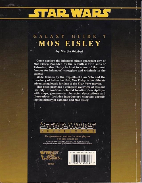 Star Wars D6 - Galaxy Guide 7 Mos Eisley (Genbrug)